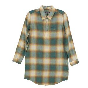 TOAD CO Re-Form Popover Long Sleeve Shirt Dress Atlantic Ombre Plaid EUC SMALL